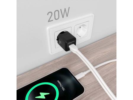 Cargador Gan de Pared Aisens ASCH-20W2P011-BK/ 1xUSB Tipo-C/ 1xUSB/ 20W