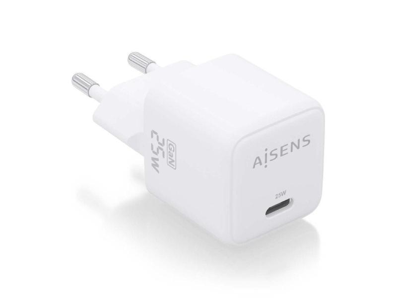 Cargador Gan de Pared Aisens ASCH-25W1P012-W/ 1xUSB Tipo-C/ 25W