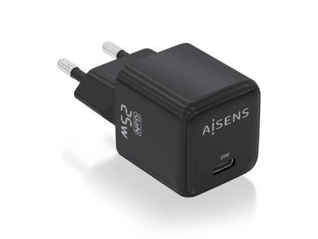 Cargador Gan de Pared Aisens ASCH-25W1P013-BK/ 1xUSB Tipo-C/ 25W