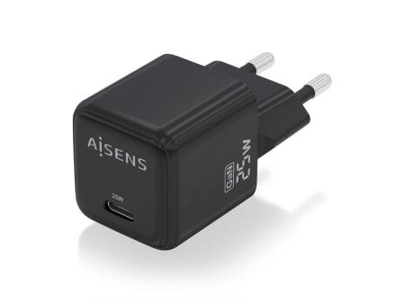 Cargador Gan de Pared Aisens ASCH-25W1P013-BK/ 1xUSB Tipo-C/ 25W