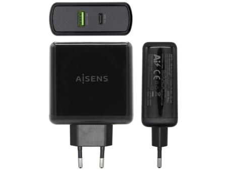 Cargador de Pared Aisens ASCH-2PD30QC-BK/ 1xUSB Tipo-C/ 1x USB/ 48W