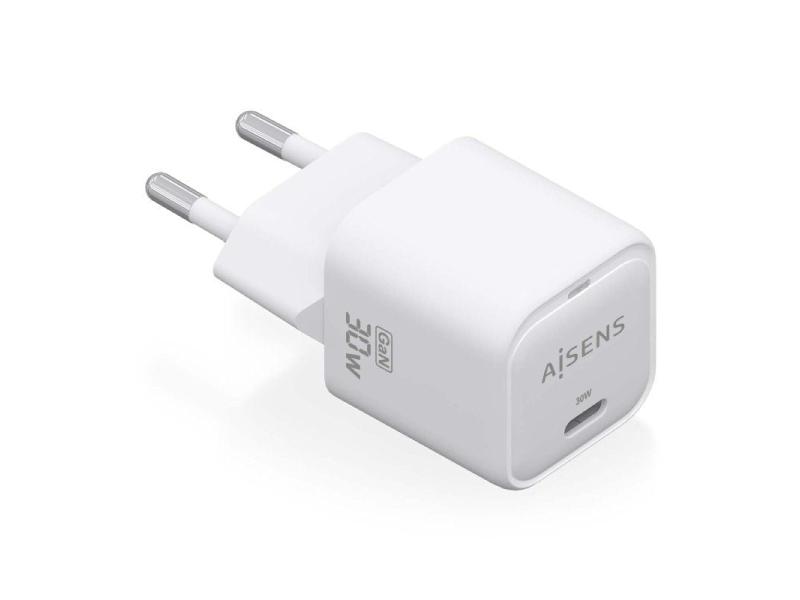 Cargador Gan de Pared Aisens ASCH-30W1P018-W/ 1xUSB Tipo-C/ 30W