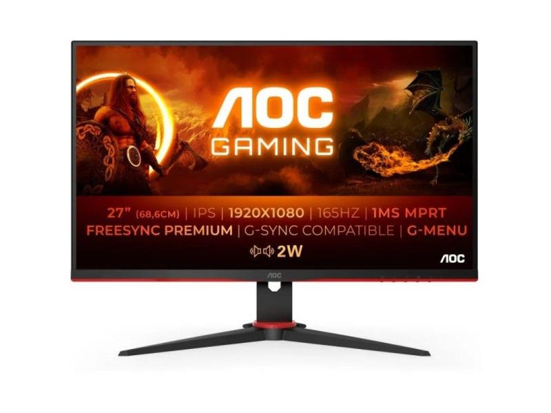 Monitor Gaming AOC 27G2SPAE/BK 27'/ Full HD/ 1ms/ 165Hz/ IPS/ Multimedia/ Negro y Rojo