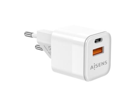 Cargador Gan de Pared Aisens ASCH-30W2P004-W/ 1xUSB Tipo-C/ 1xUSB/ 30W