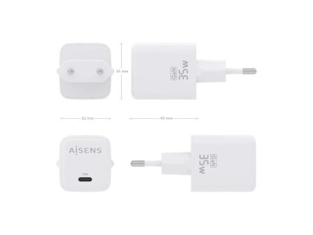 Cargador Gan de Pared Aisens ASCH-35W1P016-W/ 1xUSB Tipo-C/ 35W