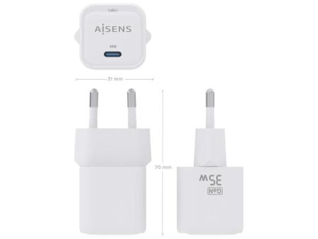 Cargador Gan de Pared Aisens ASCH-35W1P022-W/ 1xUSB Tipo-C/ 35W