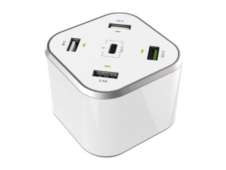 Cargador de Mesa Aisens ASCH-5PQC-W/ 1xUSB Tipo-C/ 4xUSB/ 48W