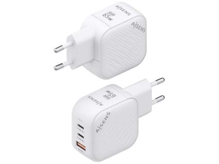 Cargador Gan de Pared Aisens ASCH-65W3P026-W/ 2xUSB Tipo-C/ 1xUSB/ 65W