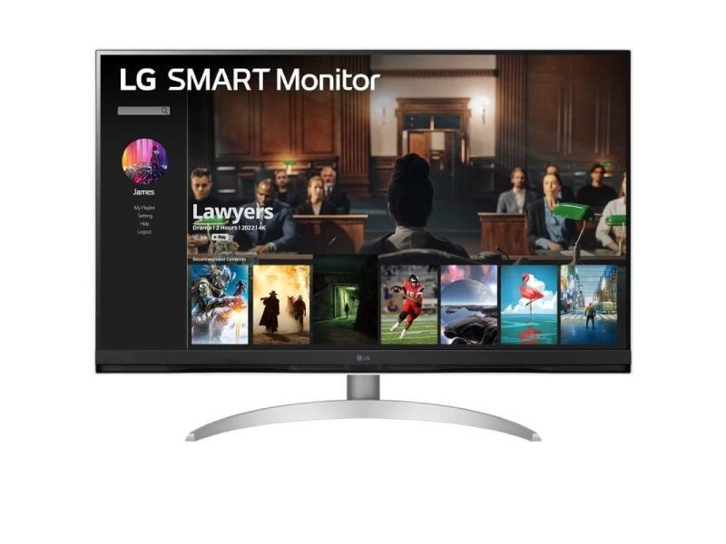 Smart Monitor LG 32SQ700S-W 31.5'/ 4K/ Smart TV/ Multimedia/ Regulable en altura/ Plata y Blanco