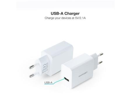 Cargador de Pared Nanocable 10.10.2003/ 1xUSB/ 2.1A/ Blanco