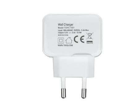 Cargador de Pared TooQ TQWC-1S01WT/ 1xUSB/ 12W/ Blanco