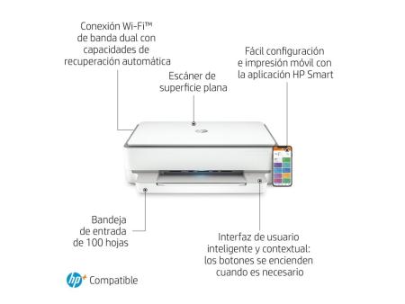 Multifunción HP Envy 6020e WiFi/ Fax Móvil/ Dúplex/ Blanca