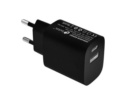 Cargador de Pared Leotec LECSPH20W2K/ 1xUSB Tipo-C/ 1xUSB/ 20W