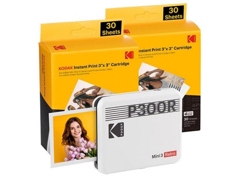 Impresora Portátil Fotográfica Kodak Mini 3 Retro/ Tamaño Foto 76.2x76.2mm/ Incluye 2x Papel Fotográfico/ Blanca