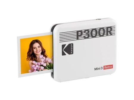 Impresora Portátil Fotográfica Kodak Mini 3 Retro/ Tamaño Foto 76.2x76.2mm/ Incluye 2x Papel Fotográfico/ Blanca