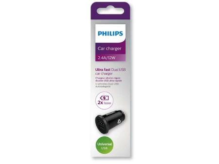 Cargador de Coche Philips DLP2510/ 2xUSB/ 12W