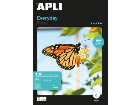 Papel Fotográfico Apli Everyday 11475/ DIN A4/ 180g/ 100 Hojas/ Brillante