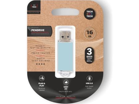 Pendrive 16GB Tech One Tech Basic USB 2.0/ Azul Cielo