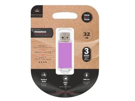 Pendrive 32GB Tech One Tech Basic USB 2.0/ Purpura Claro