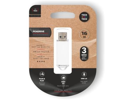 Pendrive 16GB Tech One Tech Basic USB 2.0/ Blanco