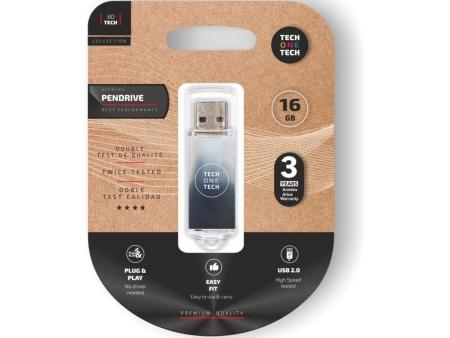 Pendrive 16GB Tech One Tech Be B&W USB 2.0/ Blanco y Negro Degradado