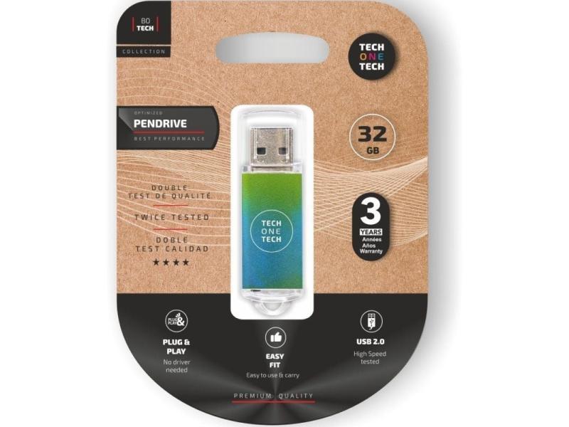 Pendrive 32GB Tech One Tech Be Ocean USB 2.0/ Verde Degradado