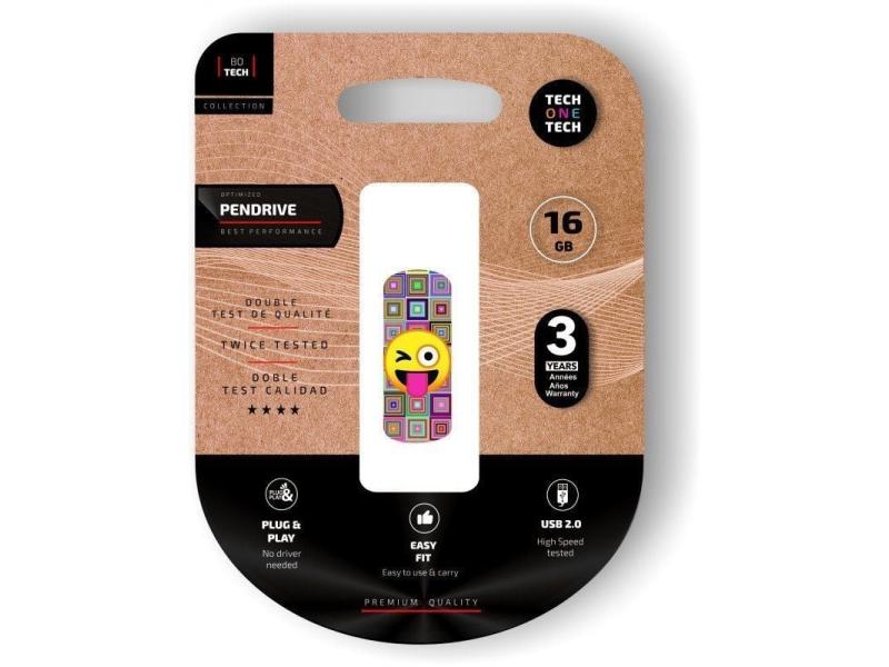 Pendrive 16GB Tech One Tech Emoji guiño USB 2.0