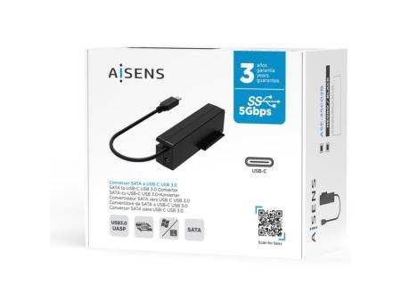 Adaptador para Discos Duros 2.5'/3.5' Aisens ASE-35C02B/ USB Tipo-C - SATA/ con Alimentador