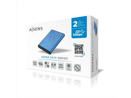 Caja Externa para Disco Duro de 2.5' Aisens ASE-2525BLU/ USB 3.1/ Sin tornillos