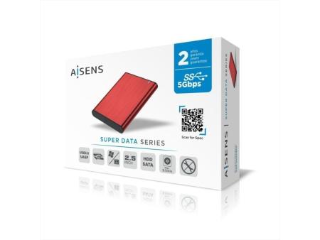 Caja Externa para Disco Duro de 2.5' Aisens ASE-2525RED/ USB 3.1/ Sin tornillos