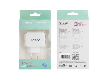 Cargador de Pared TooQ TQWC-1S02WT/ 2xUSB/ 17W