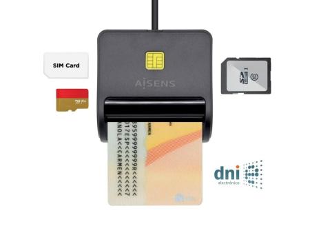 Lector de DNI y Tarjetas Aisens ASCR-SN02SD-BK/ Negro