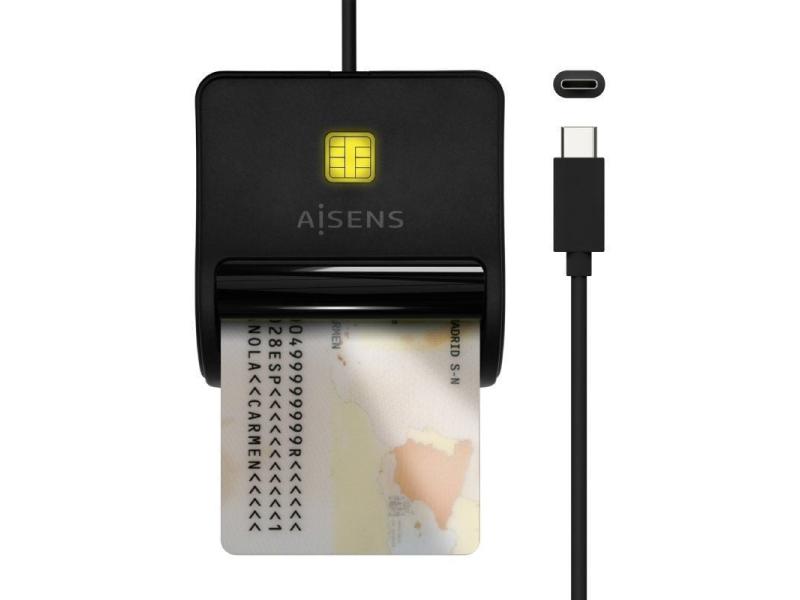 Lector de DNI USB Tipo-C Aisens ASCR-SN03C-BK/ Negro