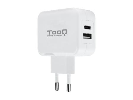 Cargador de Pared TooQ TQWC-2SC02WT/ 1xUSB Tipo-C/ 1x USB/ 27W