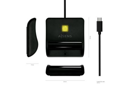 Lector de DNI USB Tipo-C Aisens ASCR-SN03C-BK/ Negro