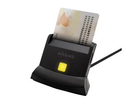 Lector de DNI y Tarjetas Aisens ASCR-SN04CSD-BK/ USB Tipo-C/ Negro