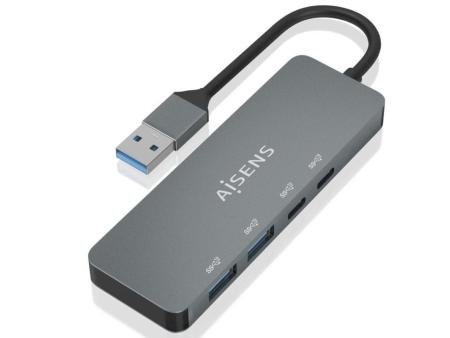 Hub USB 3.2 Aisens A106-0696/ 2xUSB/ 2xUSB Tipo-C/ Gris