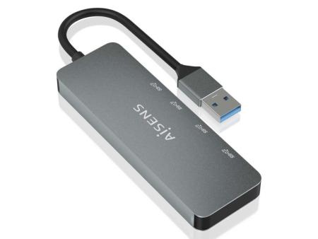 Hub USB 3.2 Aisens A106-0696/ 2xUSB/ 2xUSB Tipo-C/ Gris