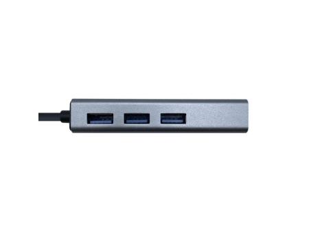 Hub USB Tipo-C Aisens A109-0396/ 3xUSB/ 1xRJ45/ Gris