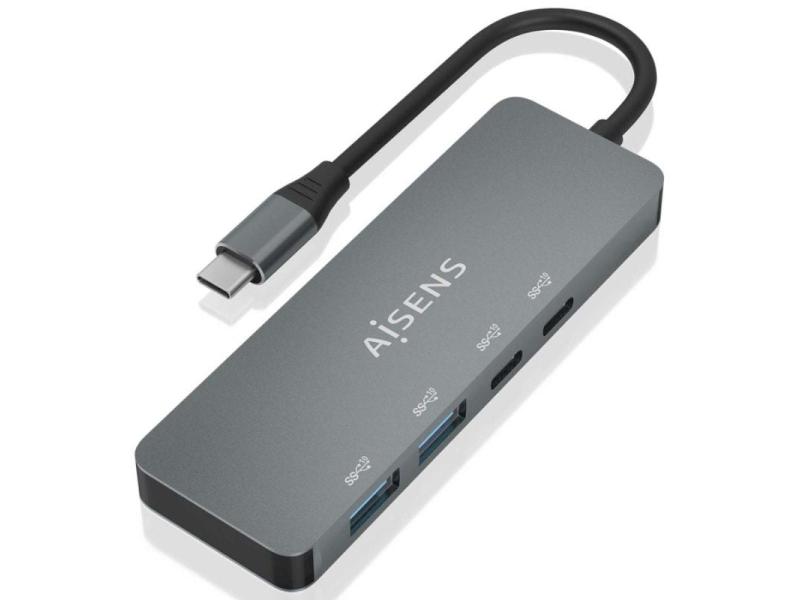 Hub USB Tipo-C Aisens A109-0694/ 2xUSB/ 2xUSB Tipo-C/ Gris