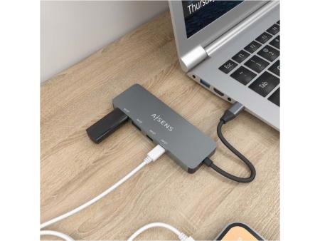 Hub USB Tipo-C Aisens A109-0694/ 2xUSB/ 2xUSB Tipo-C/ Gris