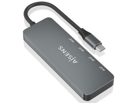 Hub USB Tipo-C Aisens A109-0695/ 4xUSB Tipo-C/ Gris