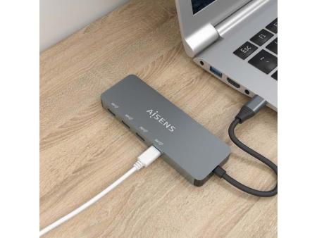 Hub USB Tipo-C Aisens A109-0695/ 4xUSB Tipo-C/ Gris