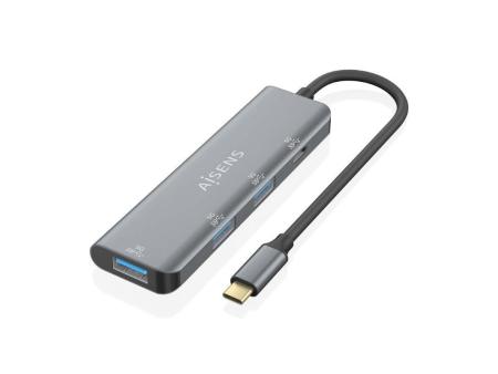 Hub USB Tipo-C Aisens A109-0762/ 3xUSB/ 1xUSB Tipo-C/ Gris