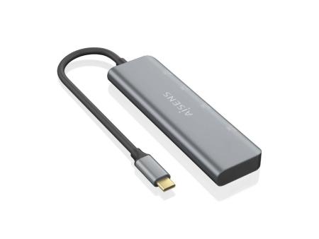 Hub USB Tipo-C Aisens A109-0763/ 2xUSB/ 2xUSB Tipo-C/ Gris