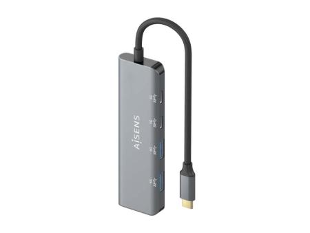 Hub USB Tipo-C Aisens A109-0763/ 2xUSB/ 2xUSB Tipo-C/ Gris