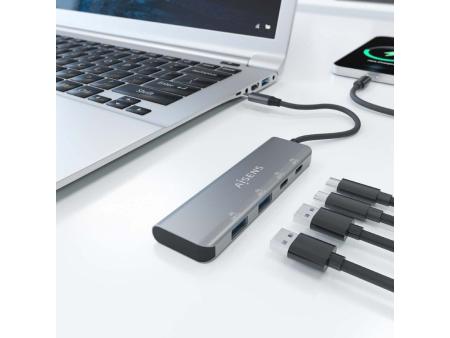 Hub USB Tipo-C Aisens A109-0763/ 2xUSB/ 2xUSB Tipo-C/ Gris