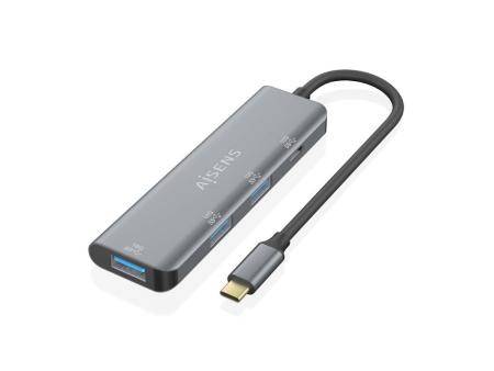 Hub USB Tipo-C Aisens A109-0764/ 3xUSB/ 1xUSB Tipo-C/ Gris