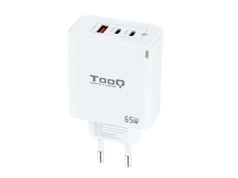 Cargador Gan de Pared TooQ TQWC-GANQC2PD65WT/ 2xUSB Tipo-C/ 1xUSB/ 65W