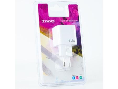 Cargador de Pared TooQ TQWC-GANQCPD30WT/ 1xUSB Tipo-C/ 1xUSB/ 30W